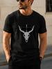 1 Stück Hirschschädel Bogen und Pfeil Muster Unisex T-Shirt mit Aufdruck - Geeignet für den täglichen Gebrauch - Lässig und vielseitig - Sommerartikel - Reine Baumwolle