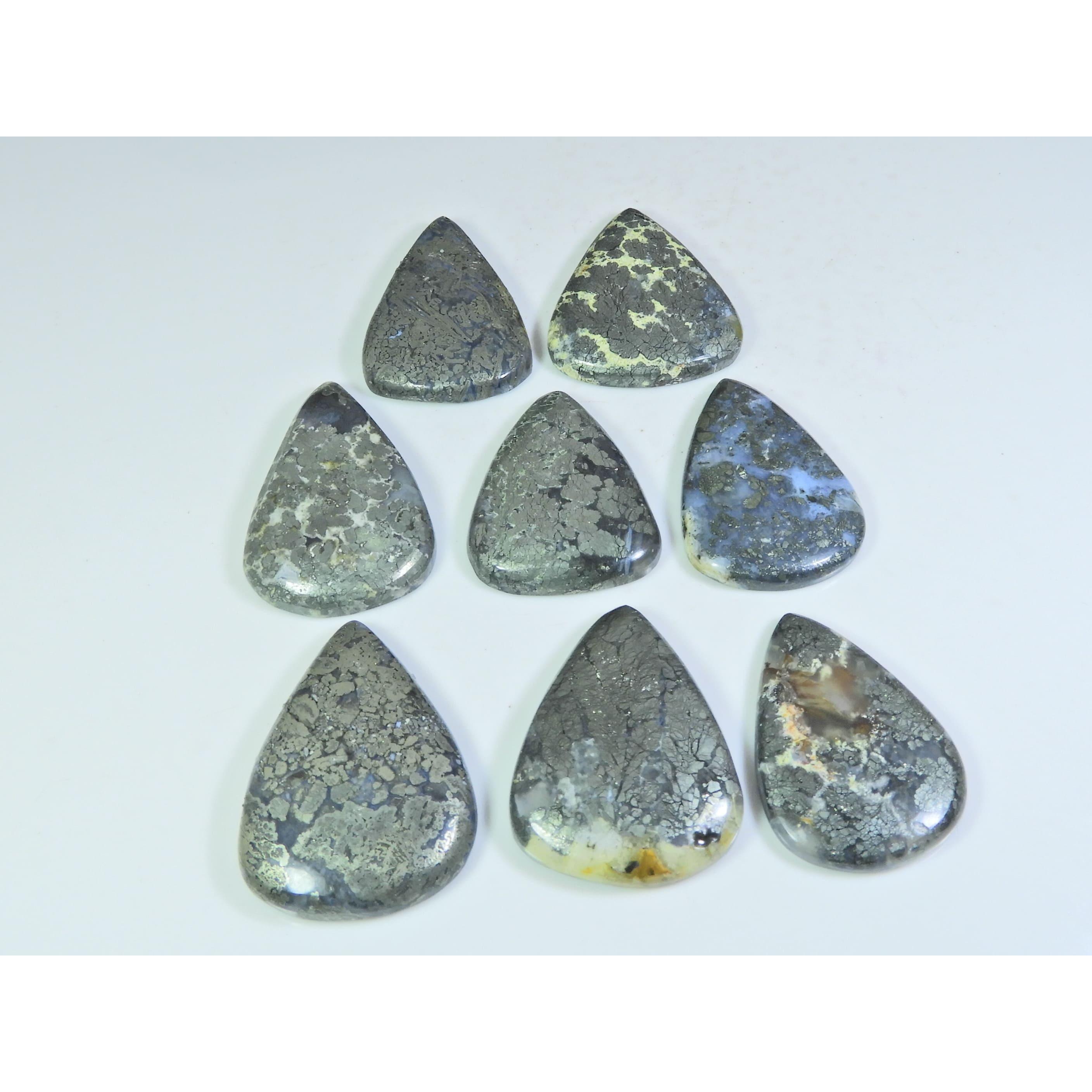 

415Cts. Natural Marcasite Pear Shape Cabochon Loose Gemstone 08Pcs Lot C-318