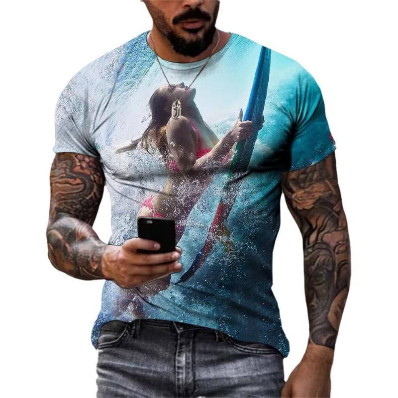 

Летняя хип-хоп красота плавание горячая распродажа окрашенная мужская футболка креативная личность Hd 3d печать мода O воротник короткие рукава 6XL