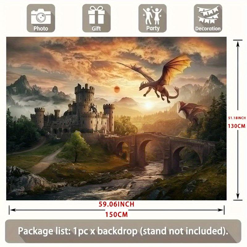 1Pcs Medieval Castle Giant Dragon Decoration Background Backdrop For Photo Studio Photo Booth Party