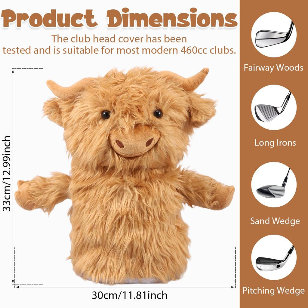 Golf Blade Putter Cover Golf HeadCover Animal Plush Driver Cover Protective Headgear Golf Club Supplies for 460CC Golf Club