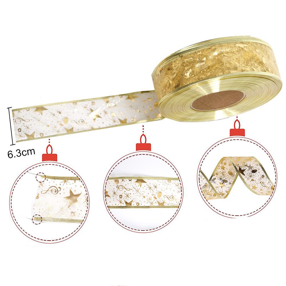 Meter Impressive 2 Gold Foil Ribbon For Unique Christmas Decorations Tree
