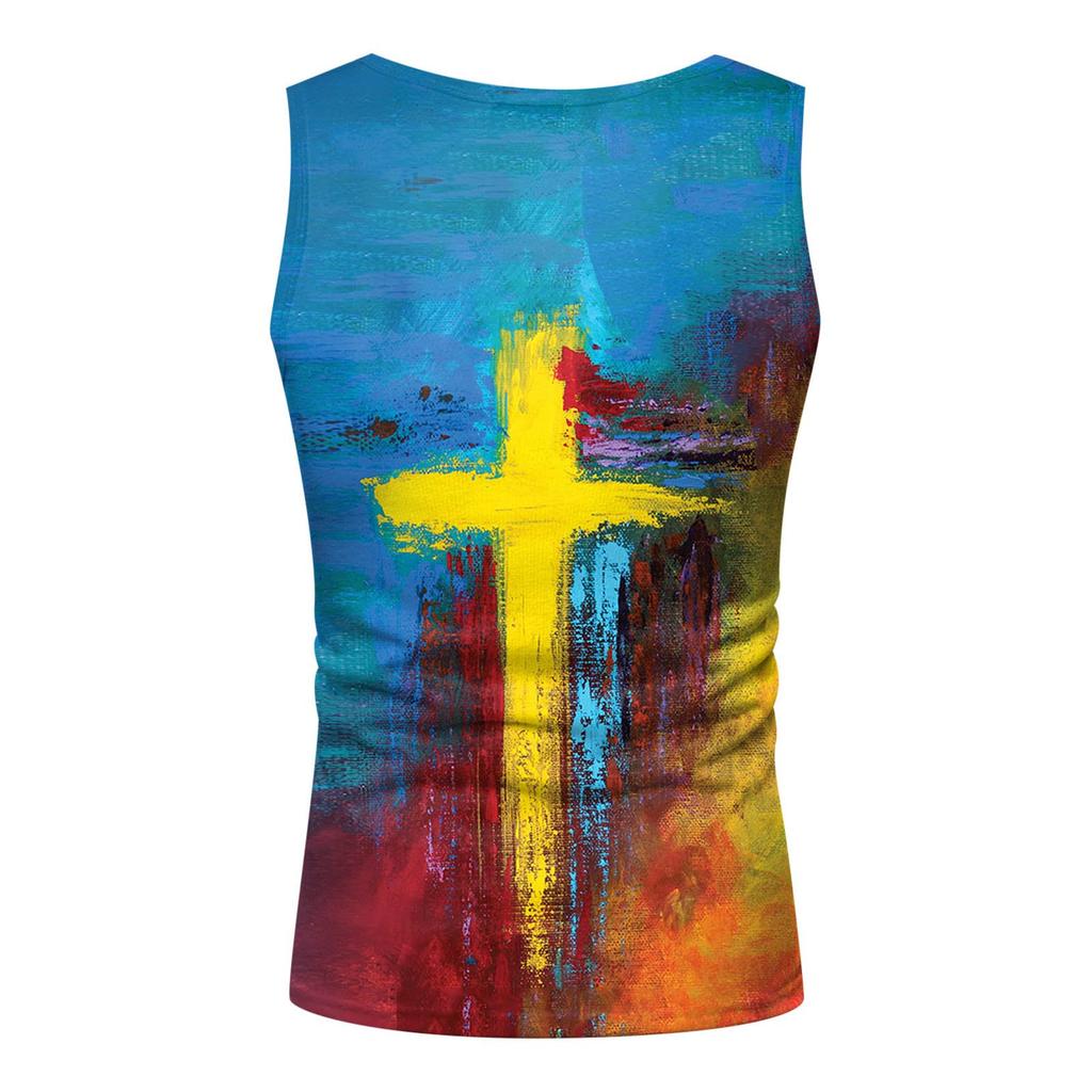 Mens Summer Surf Beach Tank Top Large Size Casual Breathable Sleeveless Top Loose  Print Tank Top Man Shirt