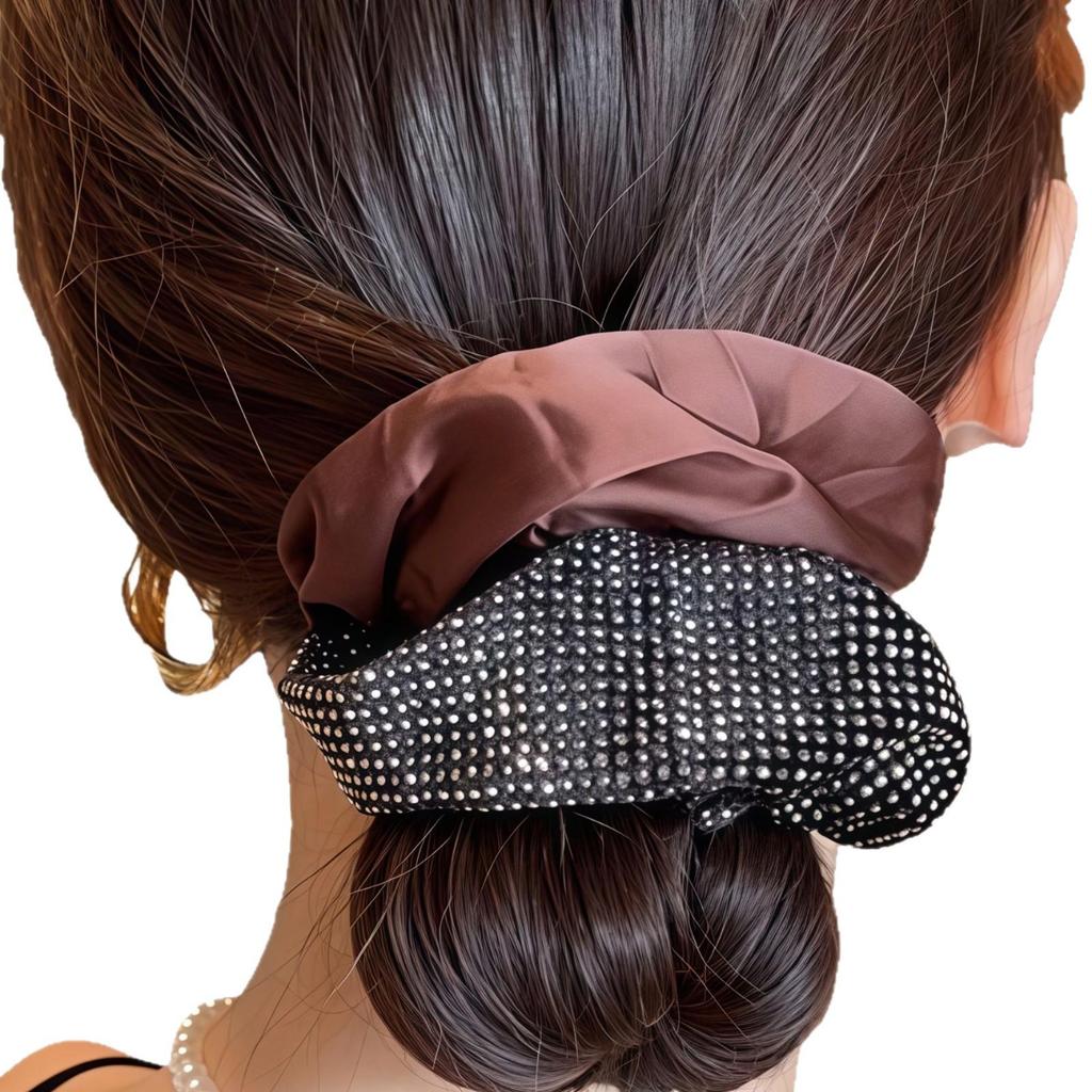 Rhinestone Satin Scrunchie: Elastic Hair Tie & Floral Updo Accessory