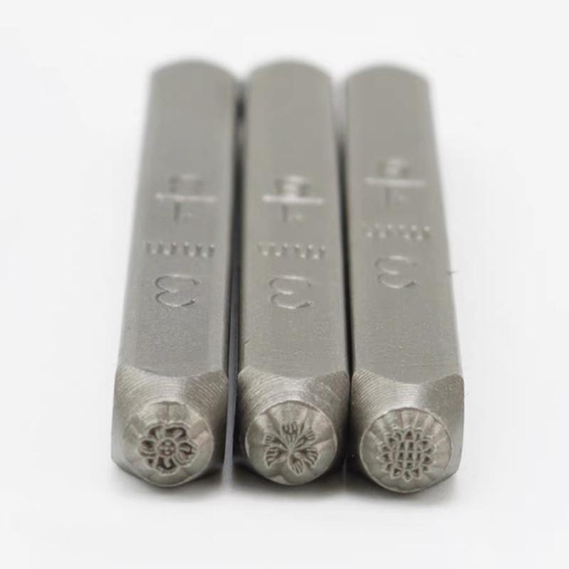 12Pcs Flower Theme Metal Stamp, 3MM 6MM (1/8” 1/4”) Metal Stamping Tool for Stamping Metal, Leather, Wood, DIY Craft