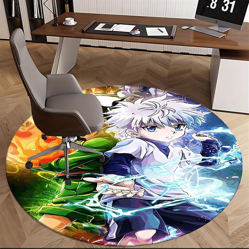 1pc Anime Cartoon Design Round Carpet Office Chair Mat, NonSlip Rug for Home Decor, Living Room