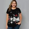 Summer Round Neck Floral Graphic 3D Print Top Fashionable Casual Short Sleeved Plus Size Women's T-shirts