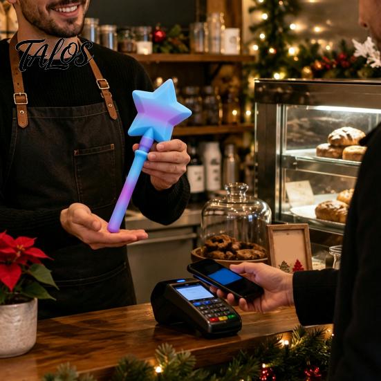Desktop Photo Display Stand Christmas Tree Payment Wand, Novelty Tap Pay Telescopic Star Gift for Shop Owner Wand Card Holder, Fun Accessory Receipts