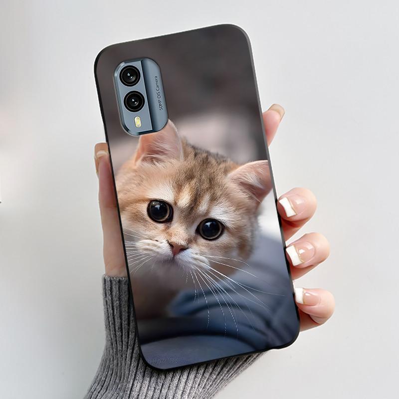 Casing For Nokia X30 5G Case Aesthetic Fashion Cute Cat Astronaut Cartoon Black Silicone Soft Shockproof Phone Case Back Cover