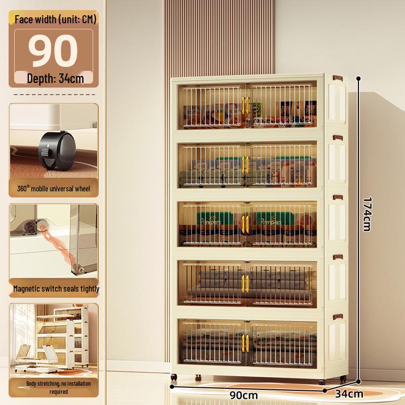 70-90cm No-Install Folding Storage Cabinet for Home, Living Room, Bedroom, Multi-layer Wardrobe, Sundries Organizer.
