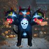 6FT Halloween Holiday Party Inflatables Toys Cat with Three Heads Outdoor Decorations with Built-in LED Lights for Lawn Yard