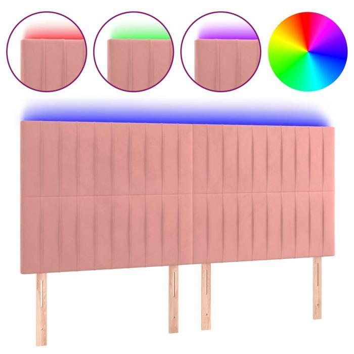 VidaXL Tête de Lit à LED Meuble de Chambre à Coucher Accessoire de Lit Double Tête de Cadre de Lit Intérieur Rose 3122727