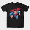 Men Black Print T-shirt Superman No-Cut Transfer Paper Print Cotton Tshirt