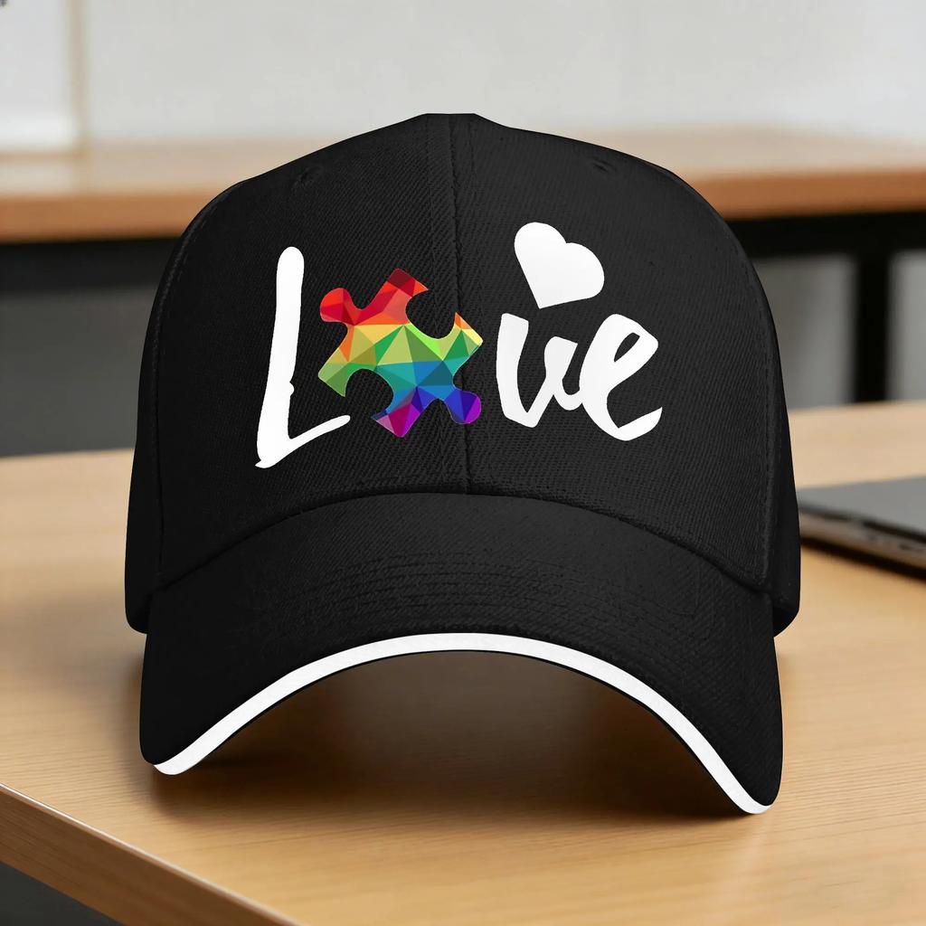 Autism Awareness Support Equality Inclusion Acceptance Respect Love Baseball Cap Sun Visor Trucker Hat FeUnisex Unisex Snapback Cap