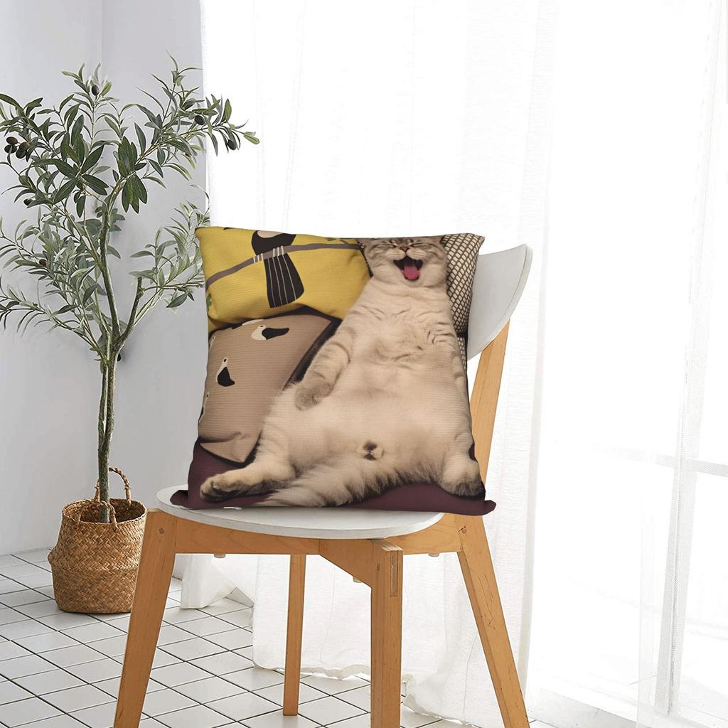 Lazy Tabby Cat Lounging Pillow Cover Soft Cushion Cover Morden Pillow Case For Chair Sofa Home Decor