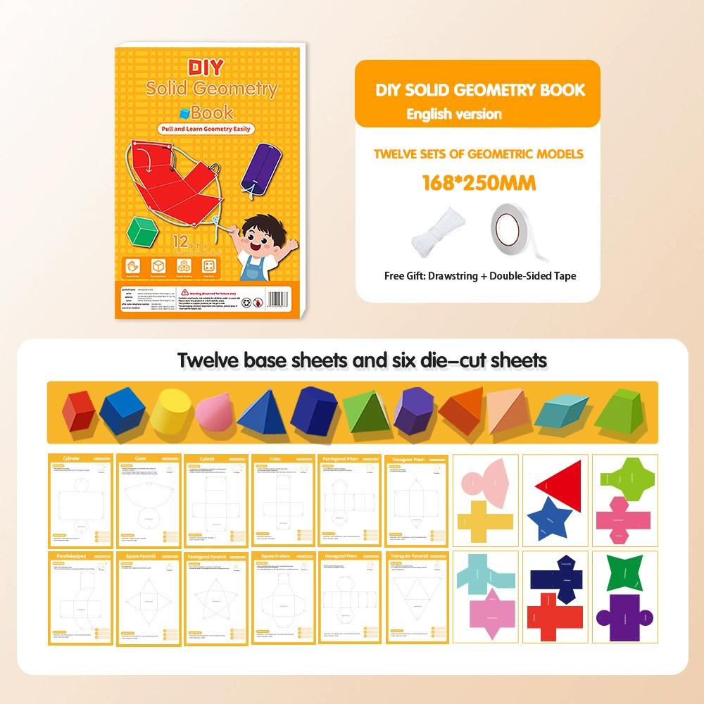 

Pull String 3D Geometry Learning Book Childrens Diy Solid Books Solids Geometric Models Space Thinking Training Game