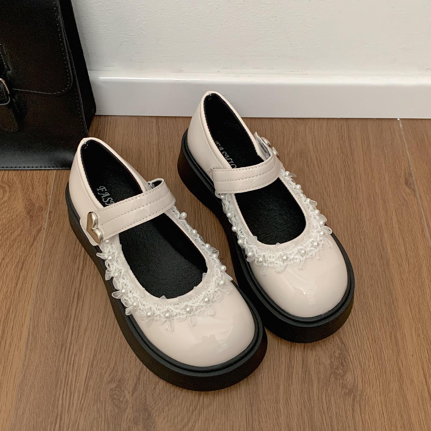

White British style versatile with skirt platform jk small leather shoes women s summer 2025 new height-increasing soft-soled Mary Jane shoes 40 бежевый