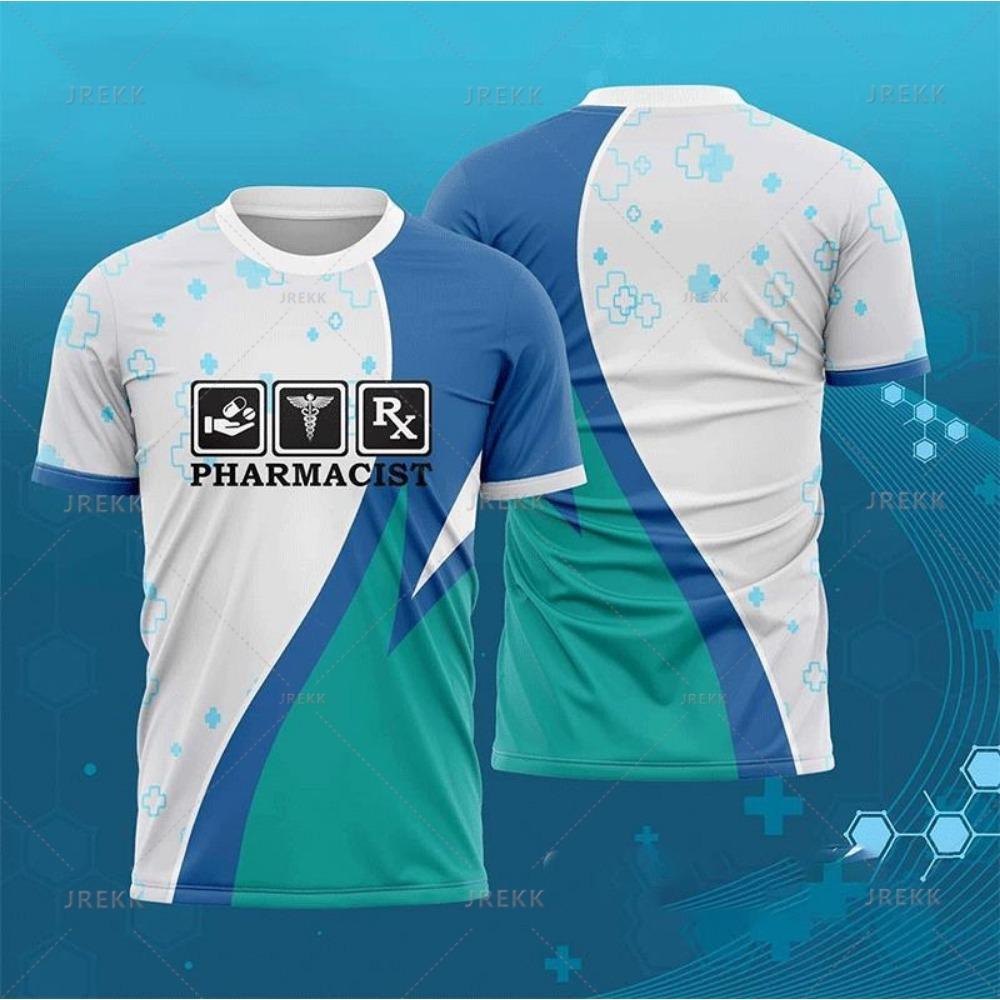 Fashion New 3D Nurse Cosplay Printing T Shirt PHARMACIST Streetwear Short Sleeves Kid Funny Tee Shirts Vintage Mens Clothing Top