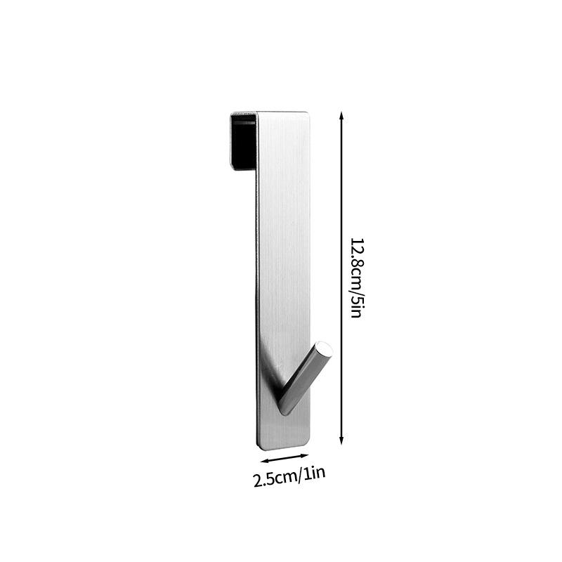 Stainless Steel Hook Double Hook Free Punching Kitchen Bathroom Cabinet Door Without Trace Hook Towel Storage Punch-free Hanger