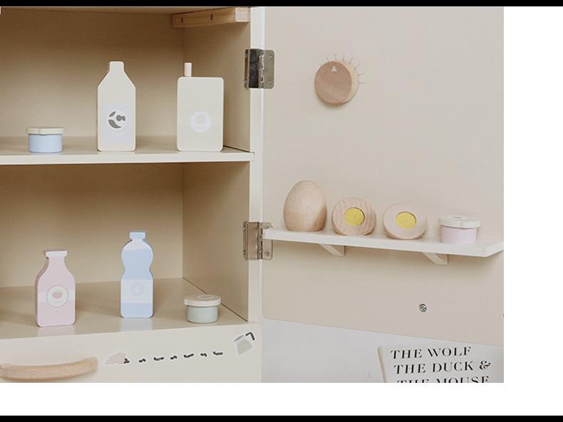 Nordic-Style Children's Dollhouse Kitchen Set: Refrigerator & Cooking Toys for Boys and Girls - Perfect Birthday Gift