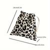 Drawstring Bag Cute Leopard Print Hand-Held Small Cloth Bag Coin Purse Clutch Bag Female Storage Bag Gift Bag Sundries Storage