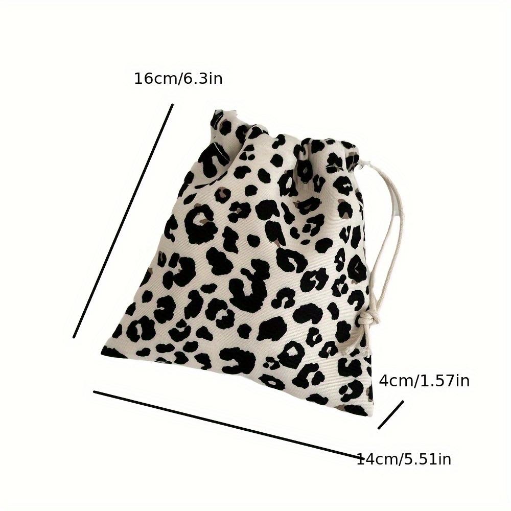 Drawstring Bag Cute Leopard Print Hand-Held Small Cloth Bag Coin Purse Clutch Bag Female Storage Bag Gift Bag Sundries Storage