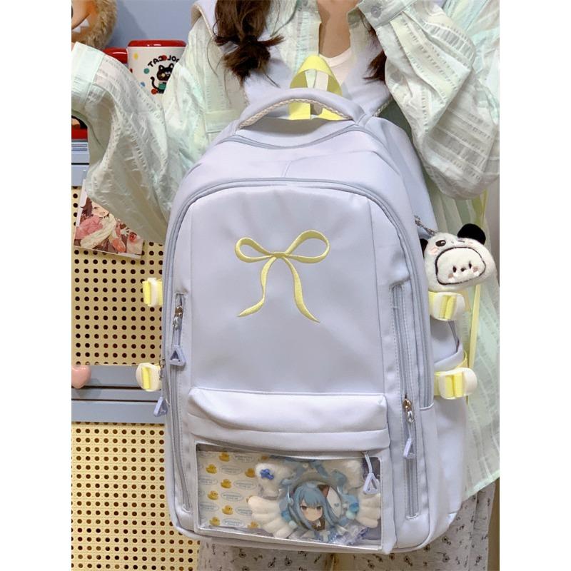 Wind High Value Versatile Girl Small Schoolbag Large Capacity Small Junior High School Student Embroidered Bow Backpack