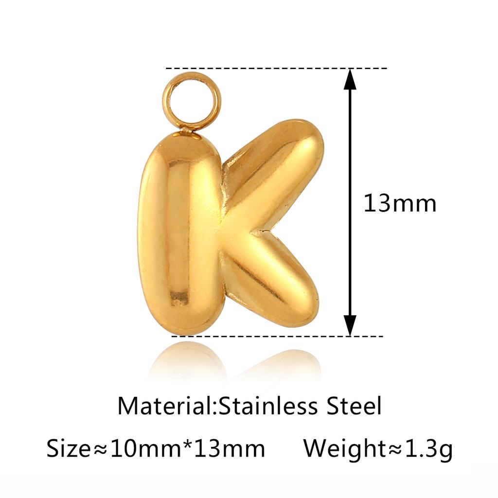 3Pcs Bubble Letter Charms Fadeless Gold Color PVD Plated Balloon Alphabet A-Z Pedant DIY Initial Necklaces Women Jewelry Making