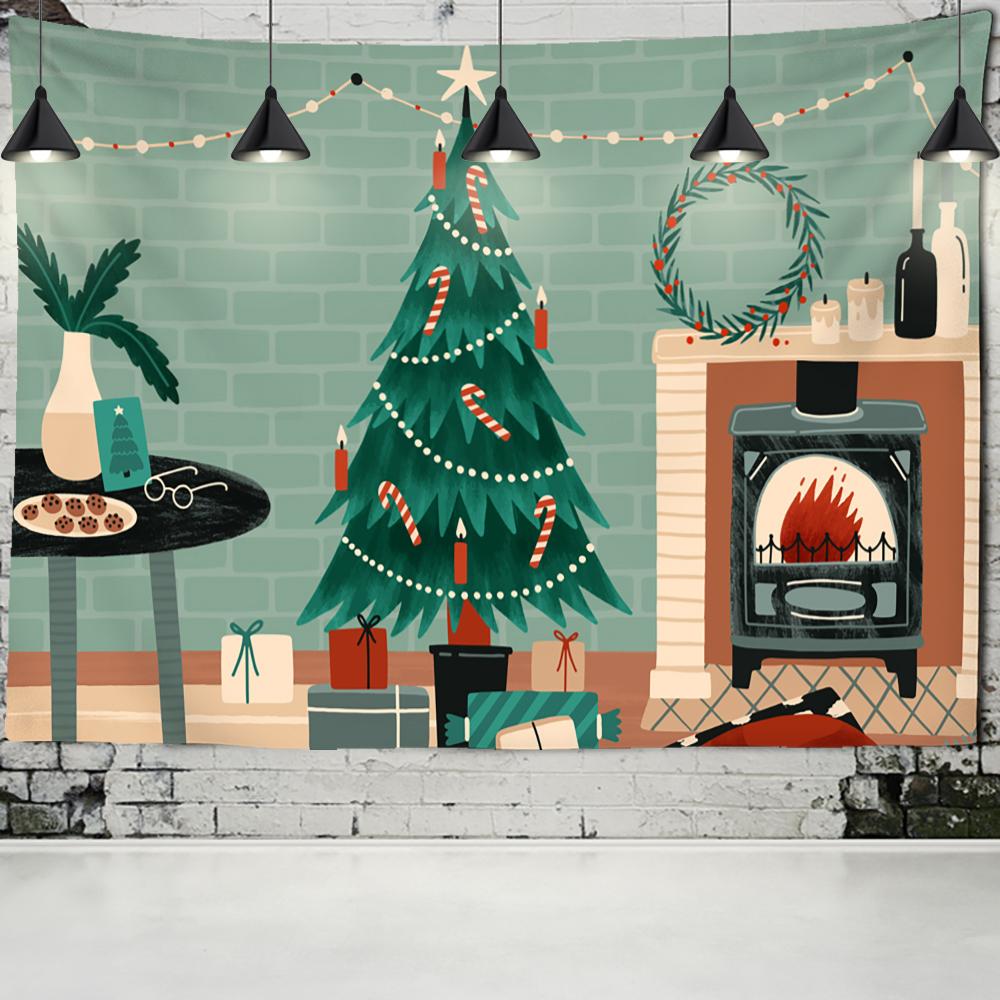 Świąteczny gobelin z kreskówek Kawaii wiszący prezent na nowy rok śliczne tło tkaniny do domu