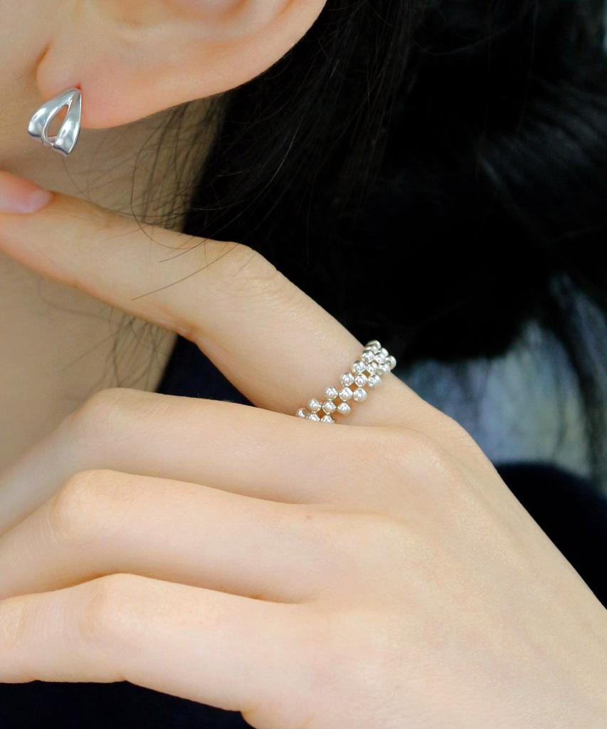 47Bag 925 Silver Silver Ball Lace Ring Tessa