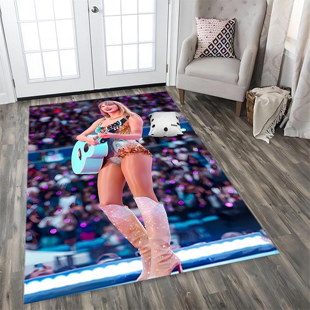 Taylor Swift's Vibrant Stage Performance rug for living rooms, bedrooms, home décor, and as gifts.