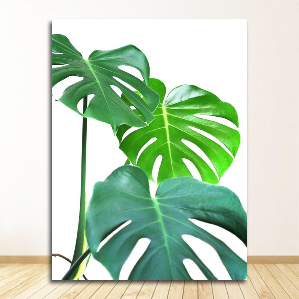 

Постеры на скандинавскую тему и принты, настенная художественная картина, украшение для дома, свежий зеленый кактус, большие тропические листья, холст, живопись, растения 21x30cm No Frame