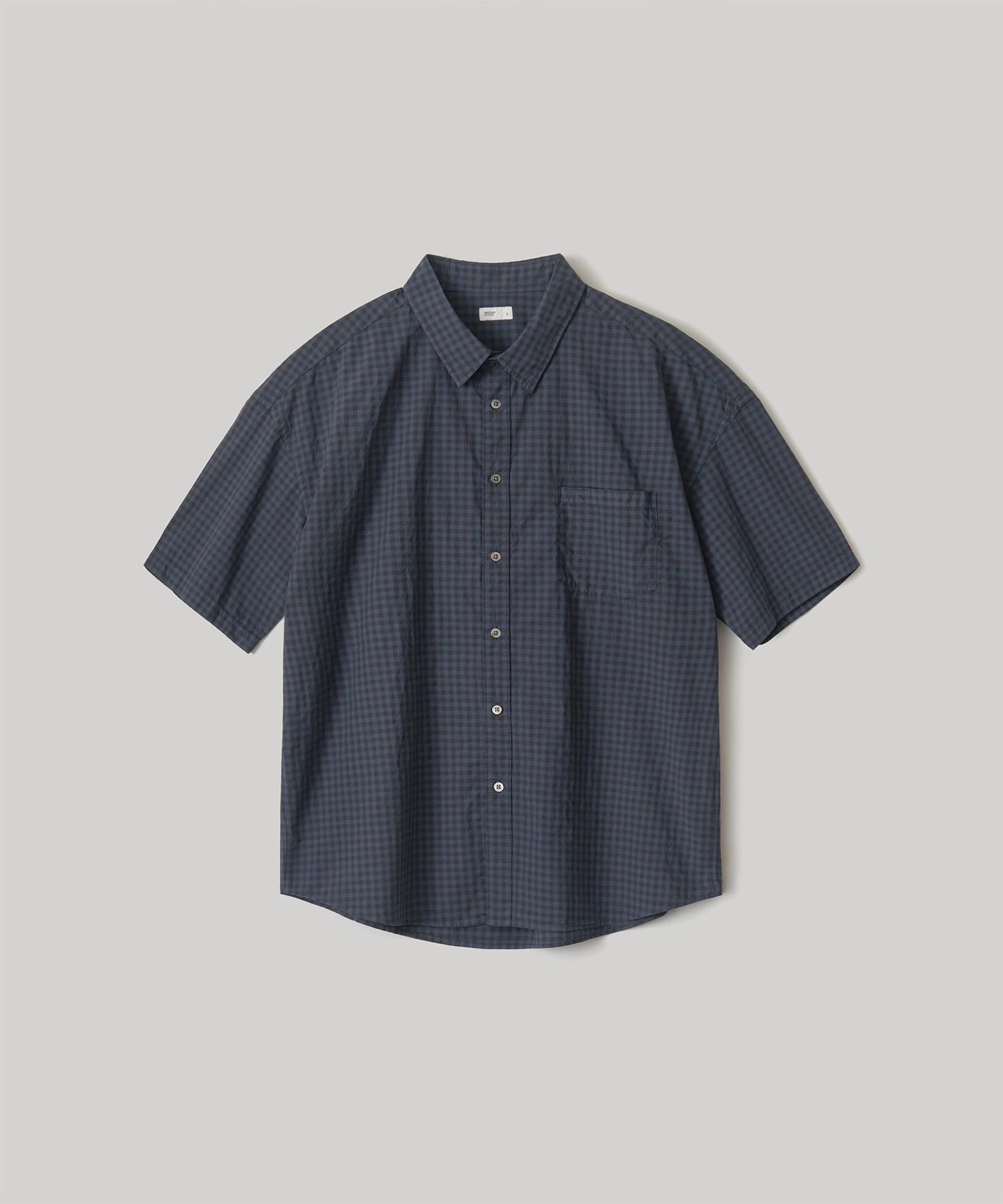 Another Office Huge Garment Gingham Check Shirt (Smoky Indigo) Smoky Indigo/01