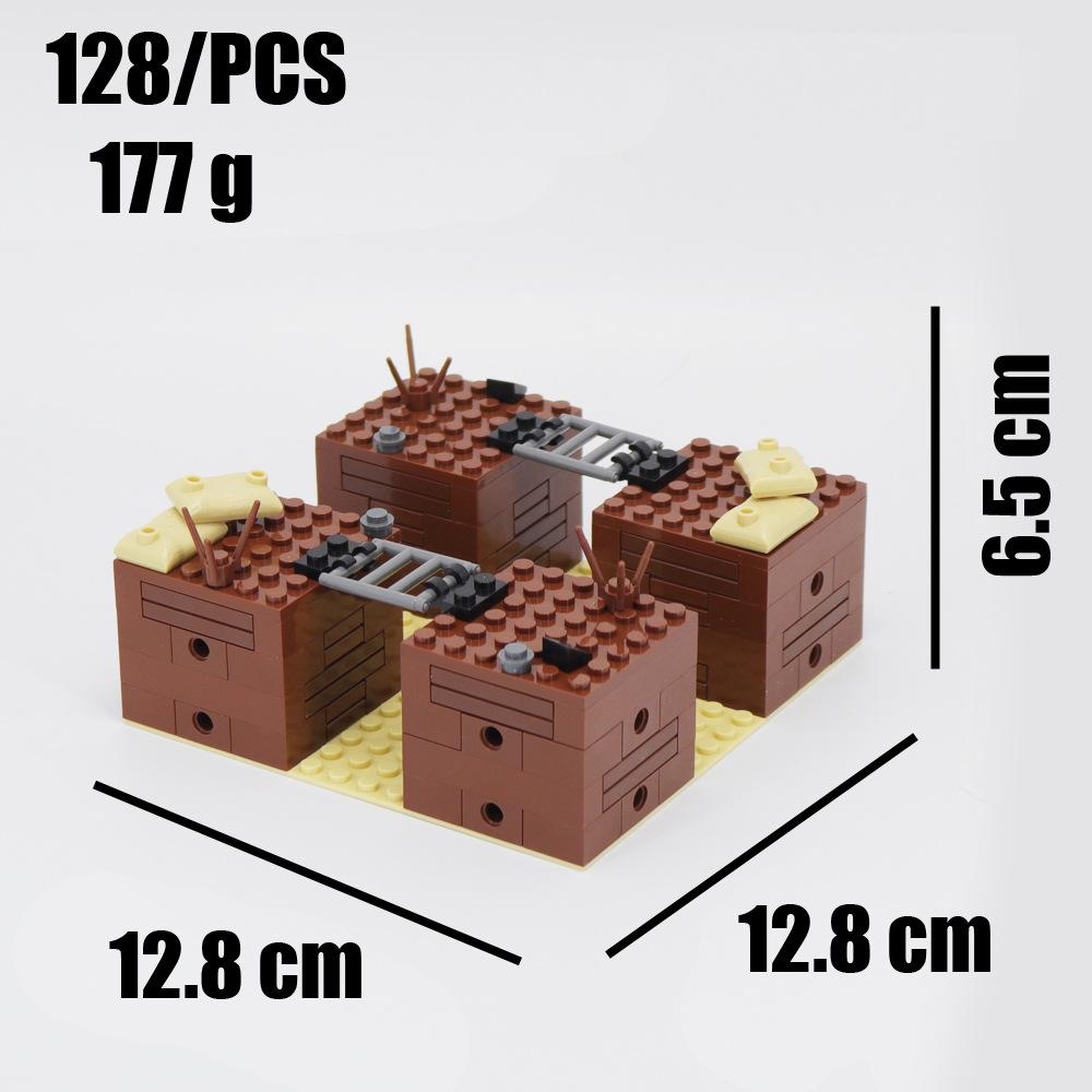 Small Particle Assembled Building Block Trench Fortress Bunker Military Series Battlefield Modular Scene Ornament