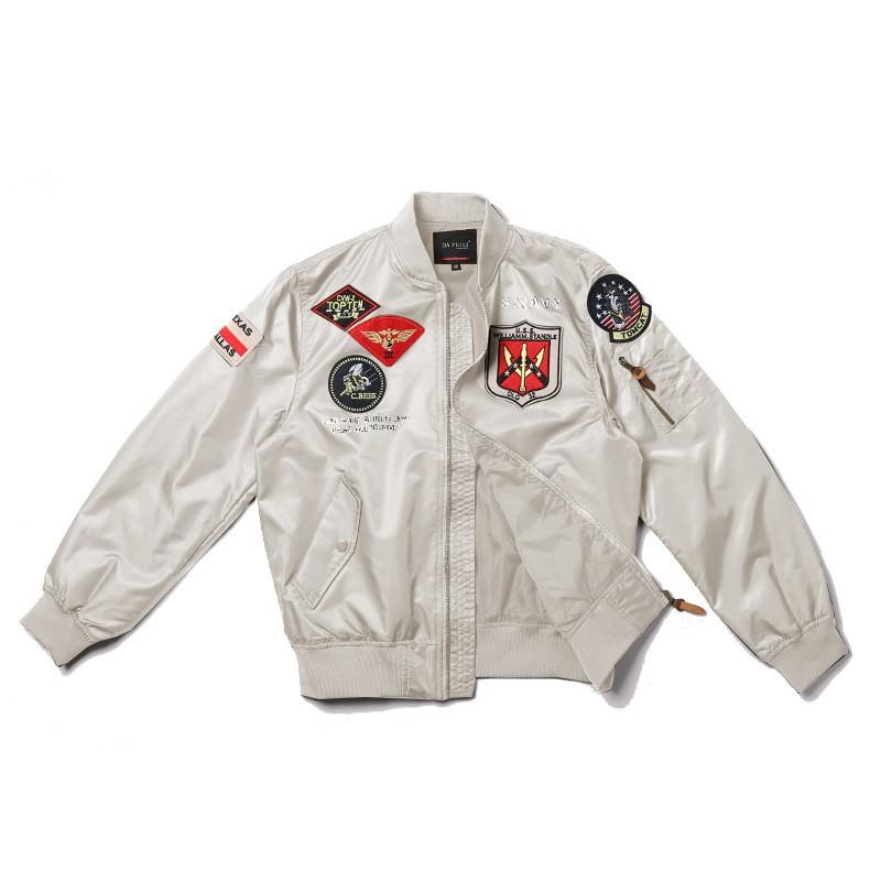 Mens MA1 Flight Jacket Vintage Bomber Embroidered Casual Windproof Coat