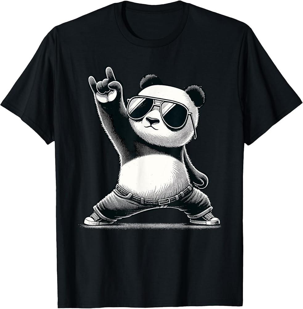 

Retro Panda Rock Music Gift Funny Panda TShirt Unisex T-Shirt L
