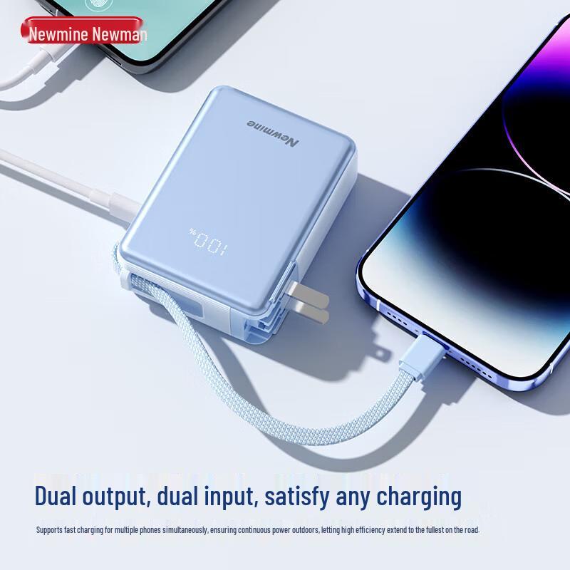 Newsmy 10000mAh 22.5W Power Bank with Built-in AC Plug