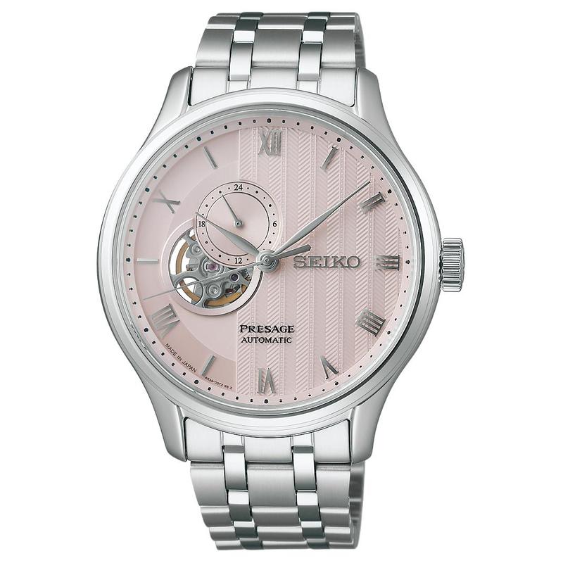 SEIKO Presage series splash-proof automatic/manual mechanical movement Steel Strap 41.8mm men s watch pink dial SSA465 синий