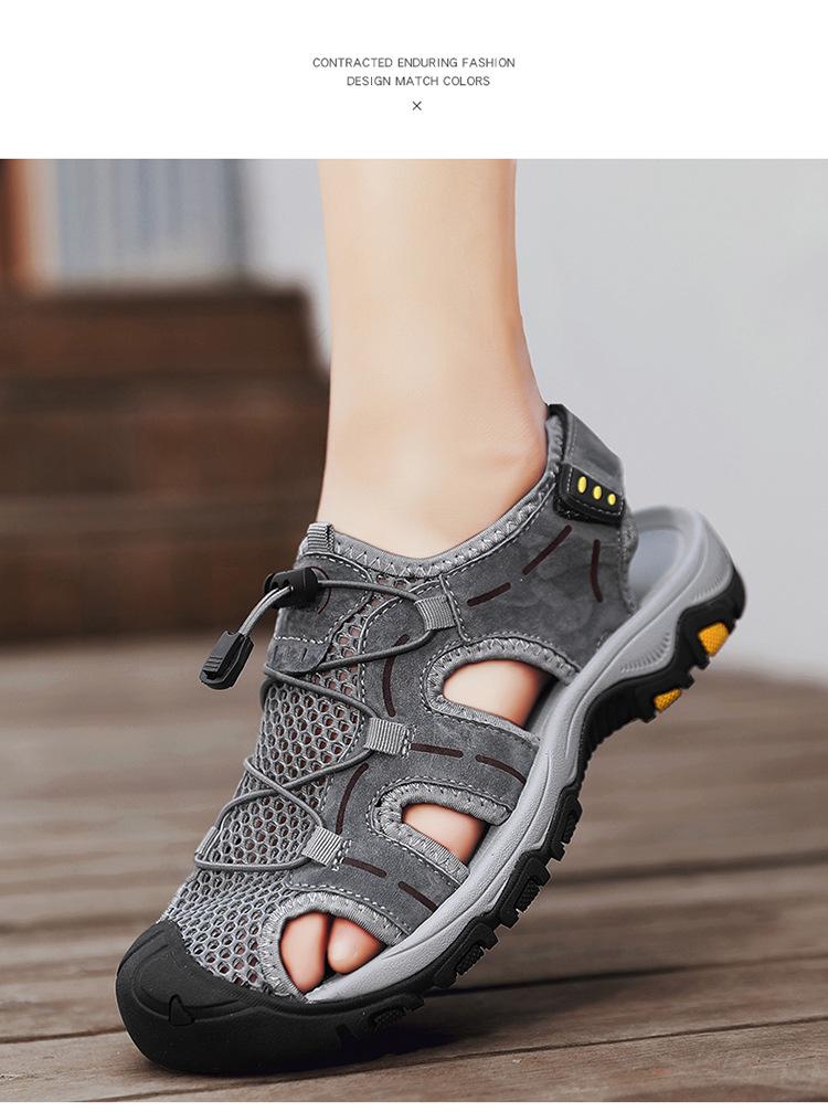 Men's 2024 Breathable Outdoor Sandals, Non-Slip Sport Beach Shoes with Hollow Design, Large Sizes Available