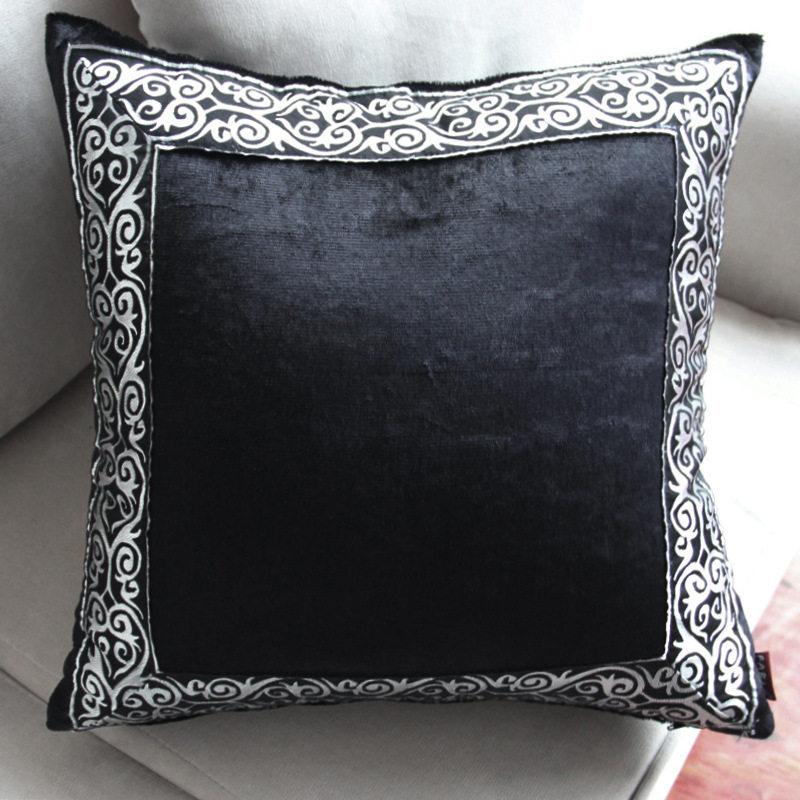 Light Luxury New Chinese-style Elegant Black Thickened Velvet Sofa Cushion Cover Pillowcase Backrests For Living Room Sofa