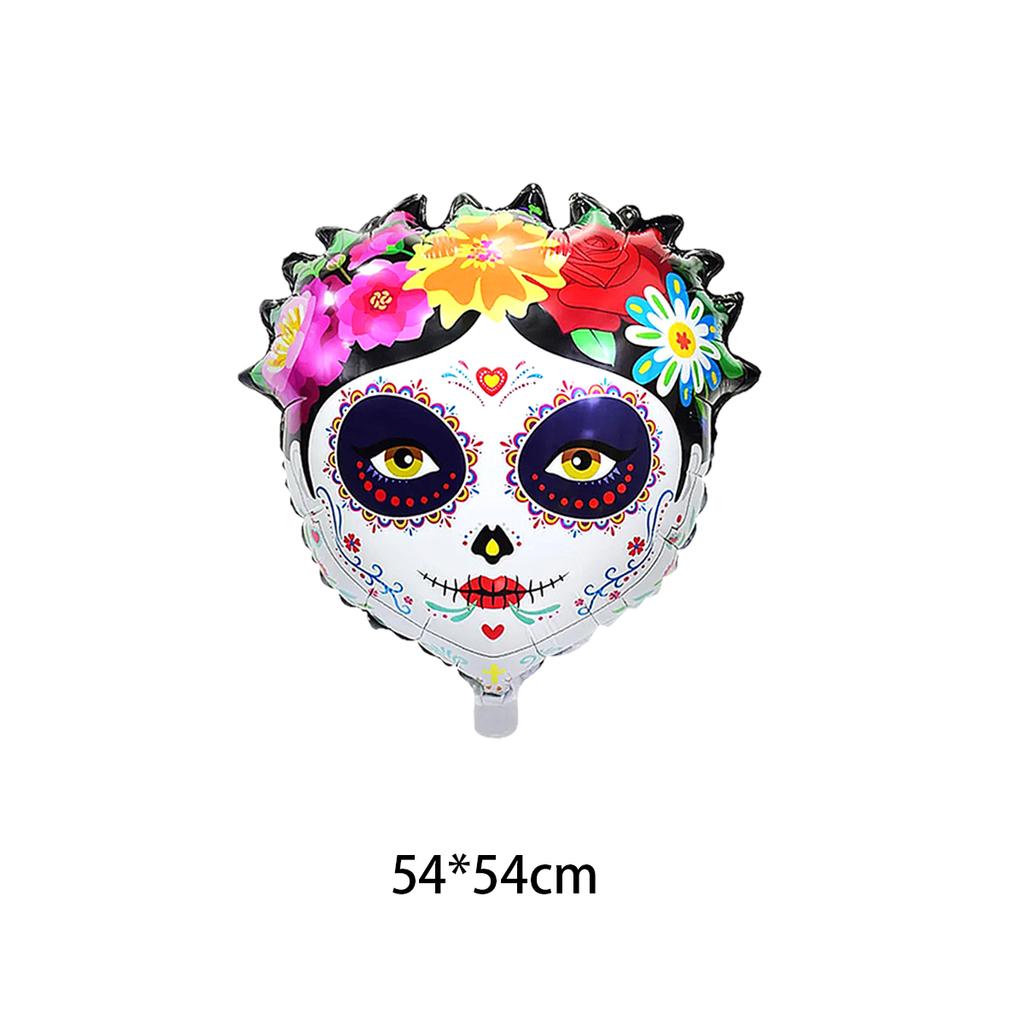 Tag der Toten Halloween bunte Zuckerschädel Partyballons, Mexikanischer Tag der Toten Thema Geburtstag Schädel Dekoration