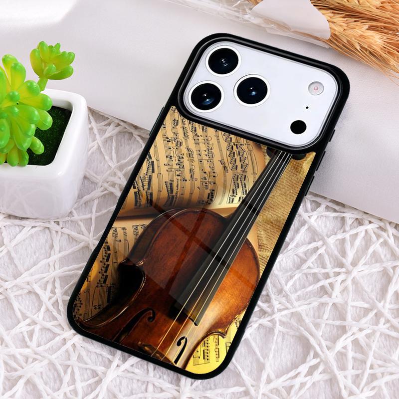 Wood Cello Violin Shockproof Phone Case for iPhone 17 Air 16e 15 11 12 14 13 Pro Max Cover Coque