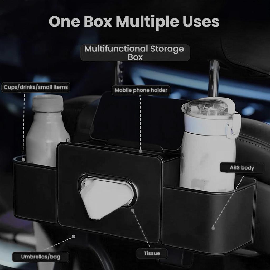 Back Seat Car Organizer Tissue Holder With Hooks Automotive Seat Back Organizers For Truck Travel Toddler Women Kids Men Trip