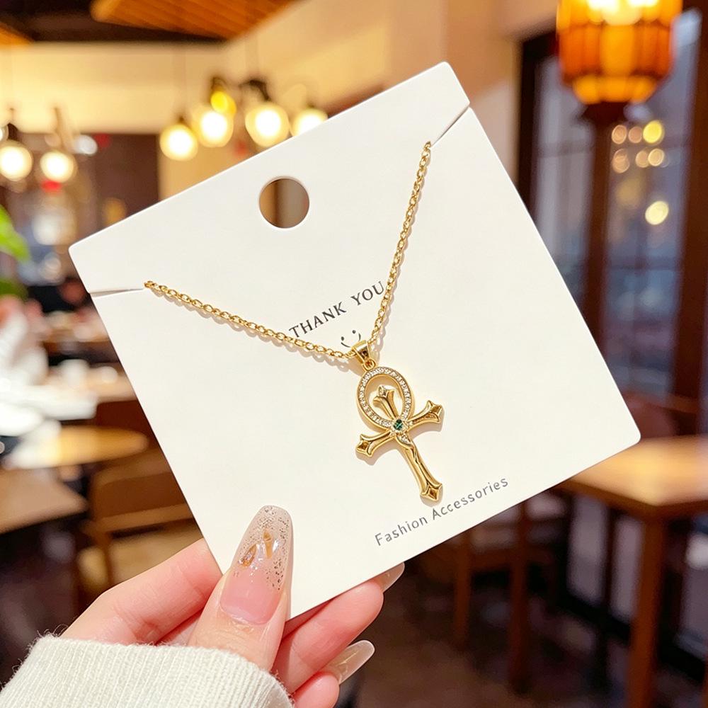 Contemporary Oval Cross Necklace: Personalized Clavicle Chain with High-End Hip Hop Style