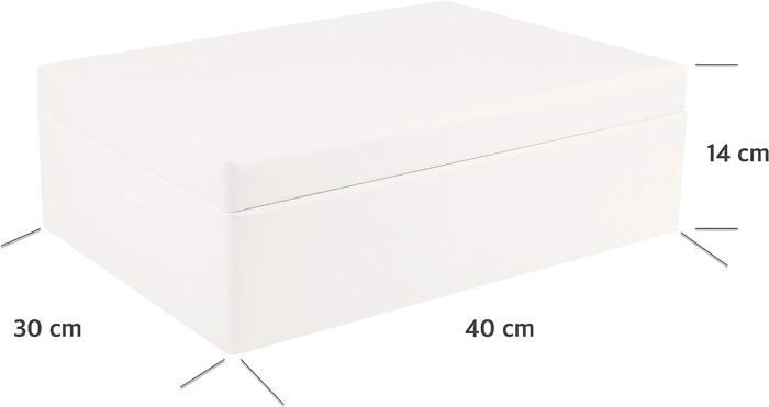 Boîte de Rangement en Bois - CREATIVE DECO - 40 x 30 x 14 cm - Avec Couvercle - Naturel - Mixte