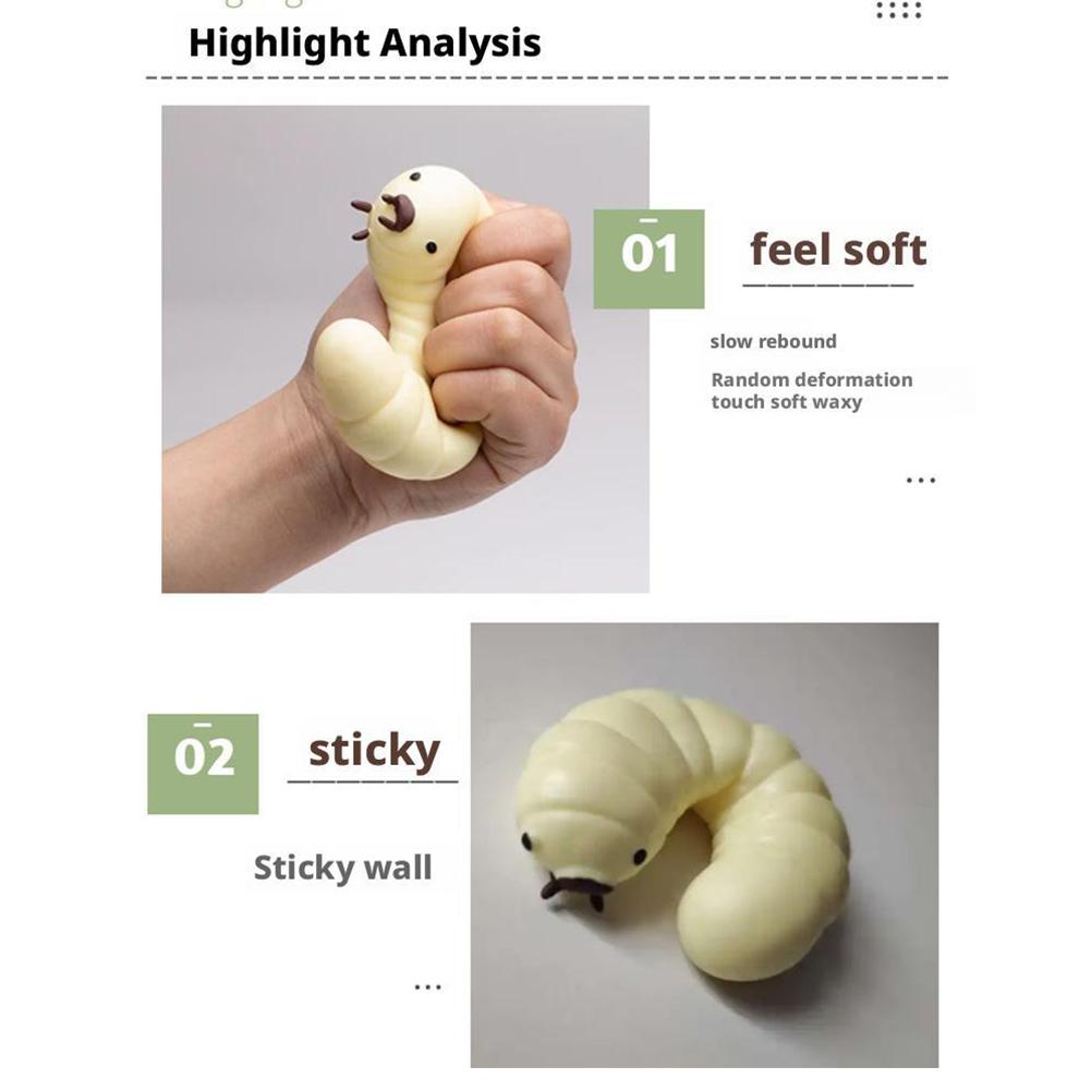 Cute Soybean Worm Toy Pinching Fun Slow Rise Toy Stretchy D0L5