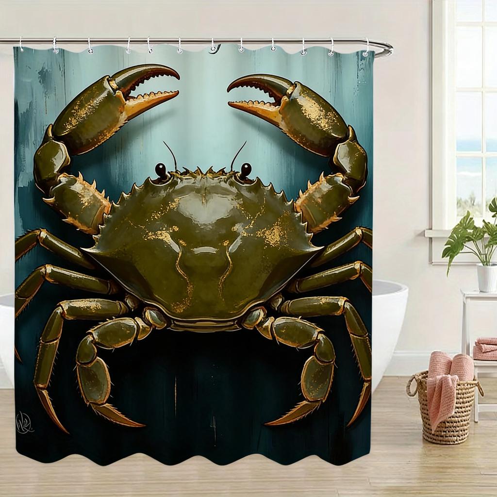 Ornate Gold Patterned Sea Turtle Underwater Waterproof Shower Curtain