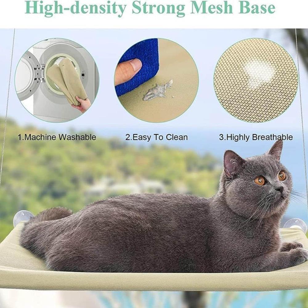 Ultra-Soft Cat Window Hammock Bed - Cozy Cloud-Like Perch for Feline Naptime - Securely Mounted, Perfect Space-Saving