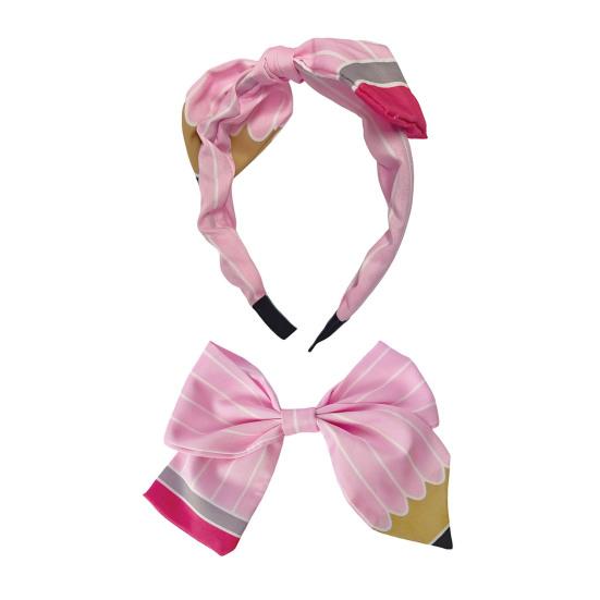 Women Hair Hoop Bright Yellow Pencil Design Bow Decor Hair Clip Back to School Student Teacher Hair Accessories