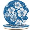 Car Coaster for Cup Holders,Hawaii Blue Hibiscus Ceramic Car Cup Coaster Anti Slip Cork Base 2Pcs Auto Accessories for Women Men 2.56 Inch